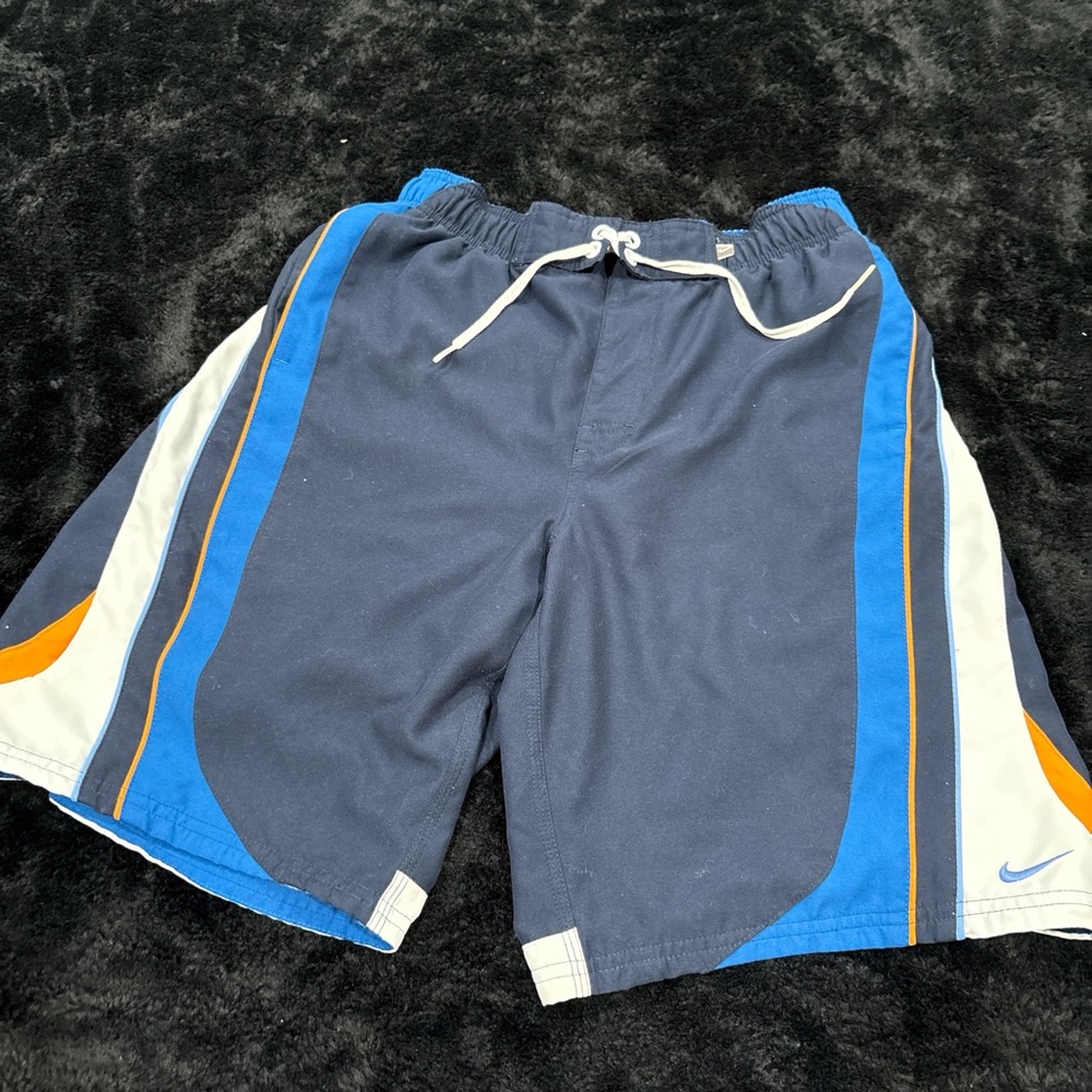 Nike Men's Navy and Orange Athletic Shorts